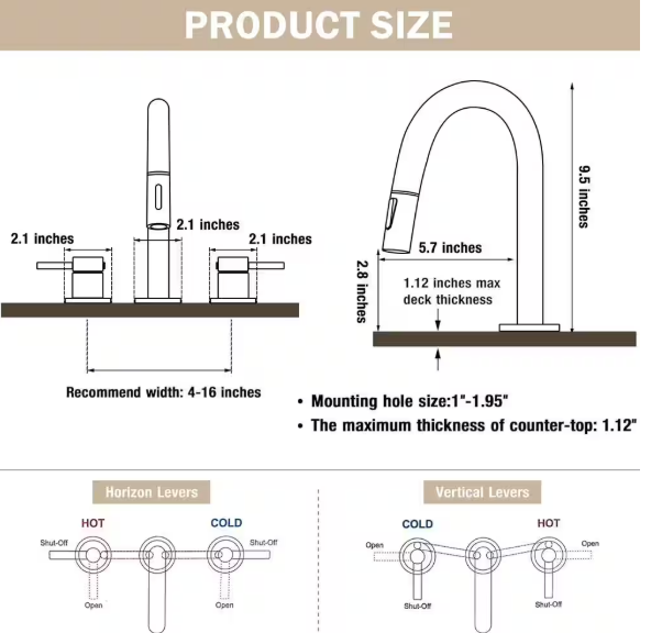 AKLFGN Bathroom Faucet with Pull Out Sprayer 3 Holes 8 in. 2 Handle, Vanity Faucet with Pop-Up Drain and Supply Hoses, Chrome B-BF-012C-XS