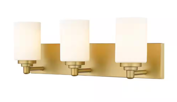 Unbranded Soledad 23 in. 3-Light Brushed Gold Vanity-Light with Glass Shade 485-3V-BG