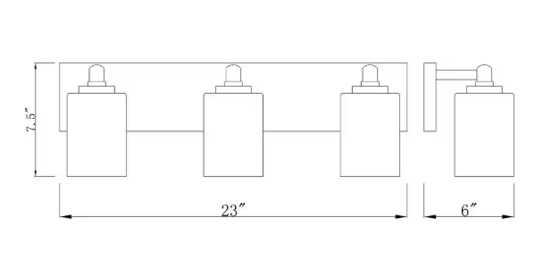 Unbranded Soledad 23 in. 3-Light Brushed Gold Vanity-Light with Glass Shade 485-3V-BG
