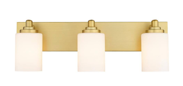 Unbranded Soledad 23 in. 3-Light Brushed Gold Vanity-Light with Glass Shade 485-3V-BG