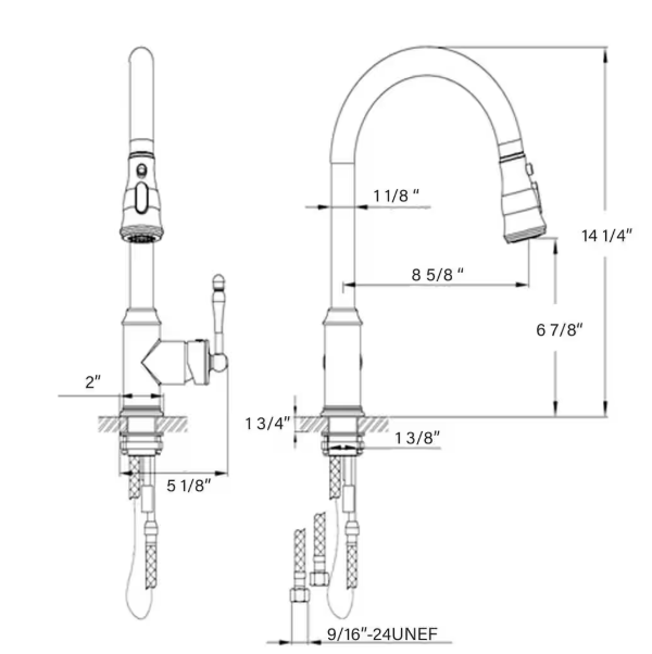 AKDY All-in-One Matte Black Finished Stainless Steel 33 in. x 22 in. Farmhouse Apron Mount Kitchen Sink with Pull-down Faucet KS0532-KF9