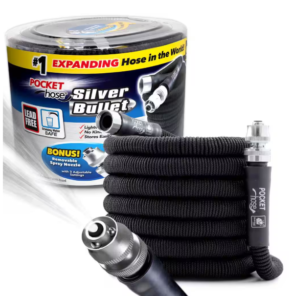 Pocket Hose Silver Bullet 3/4 in. Dia x 75 ft. Lightweight Kink-Free Expandable Water Garden Hose