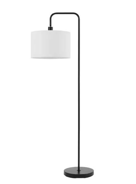 Globe Electric Barden 58 in. Matte Black Floor Lamp with White Linen Shade 67065