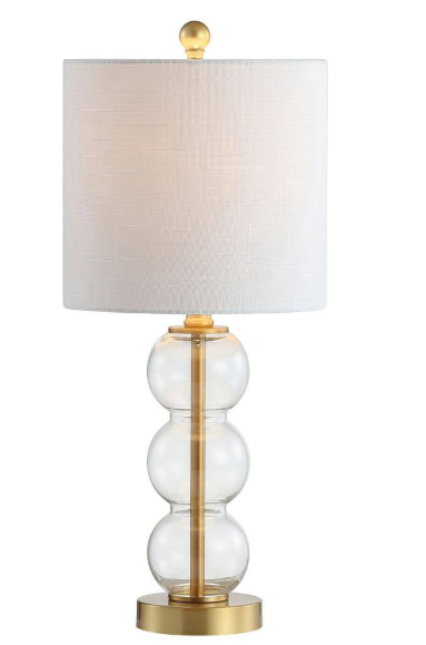 JONATHAN Y February 21 in. Clear/Brass Gold Glass/Metal LED Table Lamp JYL1021B