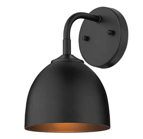 Golden Lighting Zoey 4.75 in. Matte Black Sconce 6956-1W BLK-BLK