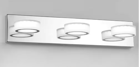 JUSHENG 21 in. 3 Light Chrome LED Vanity Light Bar with Dimmable 5500K Light HD-9550-3-Chrome-5500K