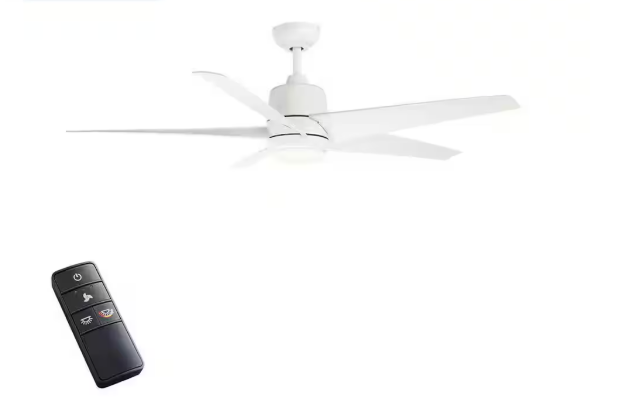 Hampton Bay Mena 54 in. White Color Changing Integrated LED Indoor/Outdoor Matte White Ceiling Fan with Light Kit and Remote Control
