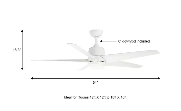 Hampton Bay Mena 54 in. White Color Changing Integrated LED Indoor/Outdoor Matte White Ceiling Fan with Light Kit and Remote Control