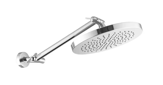 MODONA 1-Spray Patterns 10 in. Single Spray Wall Mounted Fixed Shower Head with Adjustable Shower Arm SET in Polished Chrome AC39SH82-PC