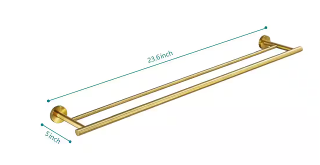 Tileon 23.6 in. Stainless Steel Wall Mounted Towel Bar in Brushed Gold YJHDRA467