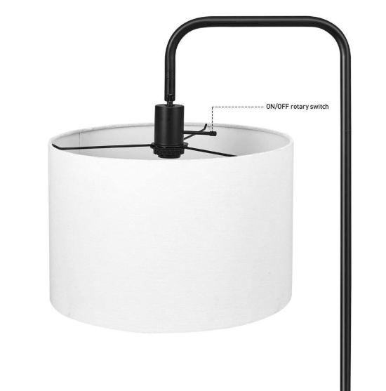 Globe Electric Barden 58 in. Matte Black Floor Lamp with White Linen Shade 67065