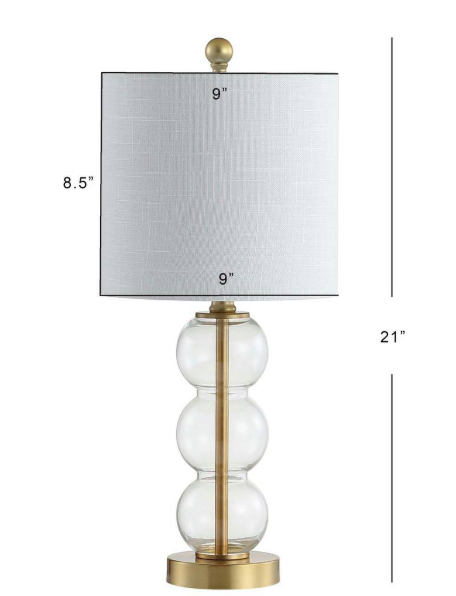 JONATHAN Y February 21 in. Clear/Brass Gold Glass/Metal LED Table Lamp JYL1021B