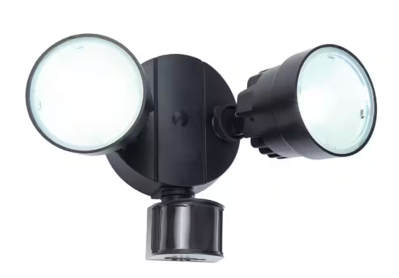 LUTEC 110 Degree 2-Head Black Integrated LED Motion activated Outdoor Flood Light