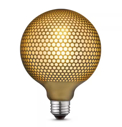Globe Electric Moderna 40-Watt Equivalent E26 Base G40 Shape Luxury Oversized Frosted LED Filament Light Bulb, Copper Hexagon Design
