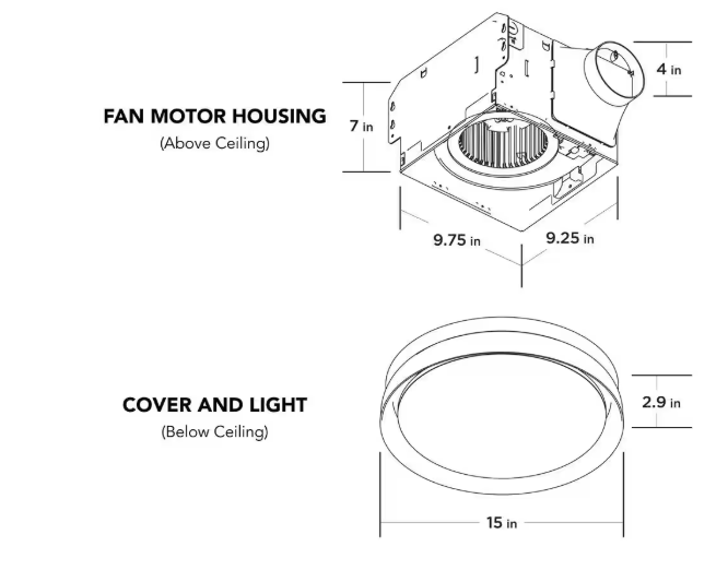 Commercial Electric 80 /110 CFM Ceiling Mount Room Side Installation Round Bathroom Exhaust Fan with LED, Night Light and Humidity Sensor BF1107