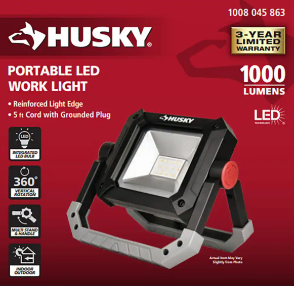 Husky 1000 Lumens LED Portable Work Light LG302C-10W1