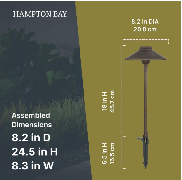 Hampton Bay 100 Lumen Low Voltage Antique Brass Integrated LED Single Tier Weather Resistant Outdoor Landscape Path Light