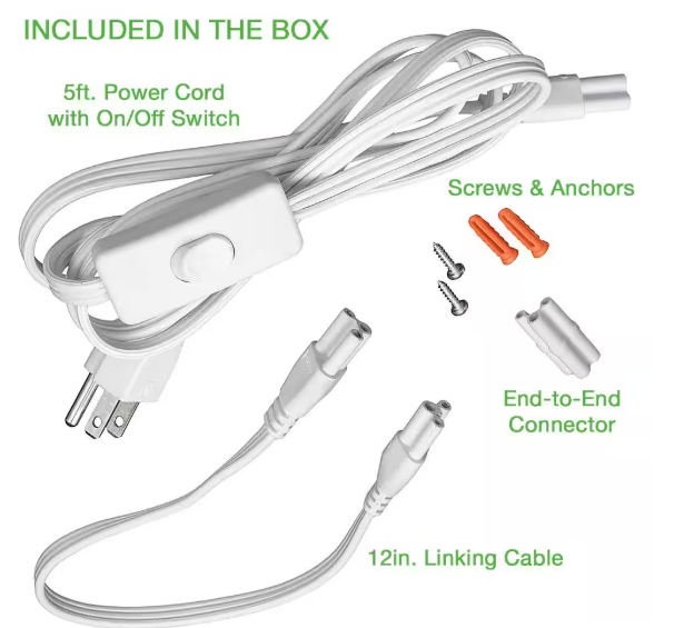 Commercial Electric 2 ft. Garage LED Linkable Strip Light Fixture Plug-in Hardwire 900 Lumens 10-Watt 4000K Bright White 5 ft. Power Cord
