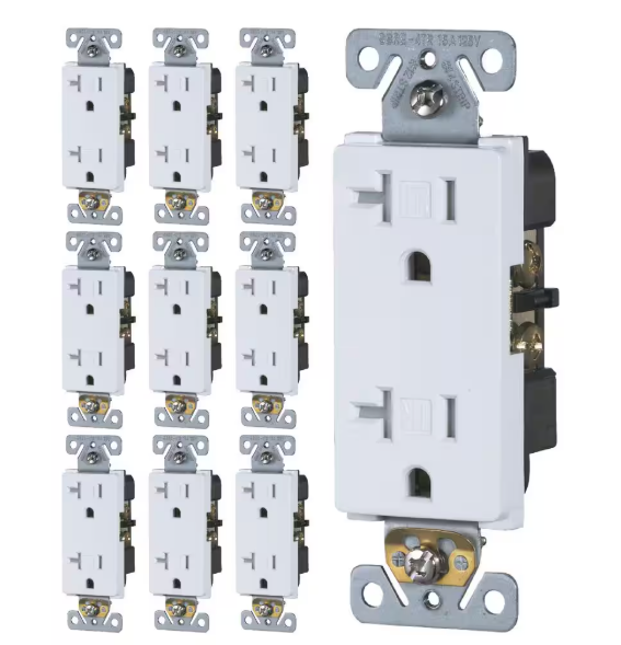 Faith Decorator Receptacle 20 Amp 125-Volt Tamper-Resistant NEMA5-20R Commercial Grade Duplex Outlet, White (10-Pack) SSRE4TR-WH-10