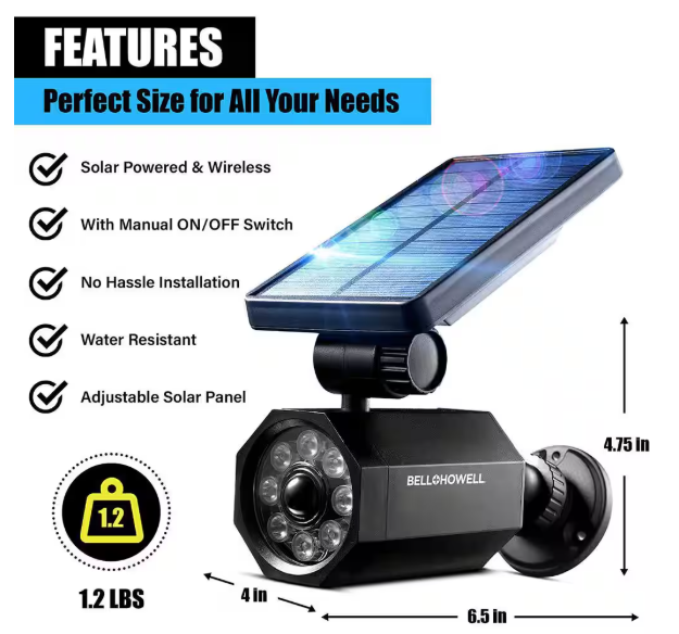 Bell + Howell 4-Watt Solar Powered Motion Activated Integrated LED Black Outdoor Bionic Spotlight Night Light 2963