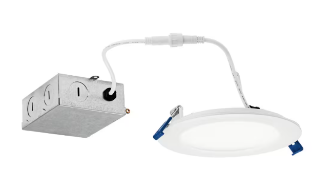 KICHLER Direct-to-Ceiling Integrated LED 5 in. Round Canless Recessed Light for Bathroom Ultra Thin White 3000K (1-Pack) DLSL05R3090WHT