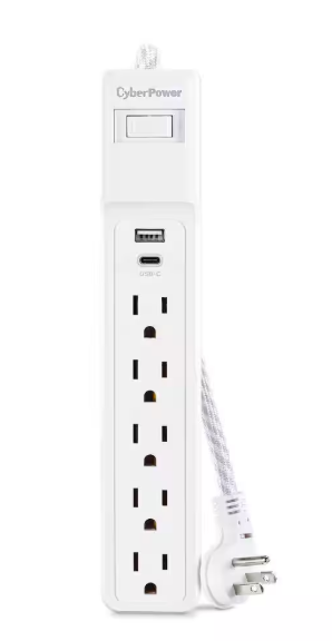 CyberPower 5-Outlet, 1 USB-A, 1 USB-C Surge Protector with 4 ft. cord P504UC