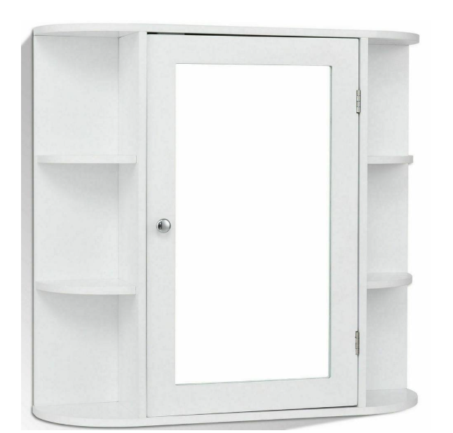 Gymax 26 in. W Bathroom White finish Multipurpose Mount Surface Storage Wall Cabinet Mirror White GYM01992