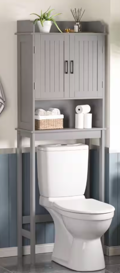VEIKOUS Bathroom Over-the-Toilet Storage 21.7 in. W x 66.9 in. H x 7.1 in. D Composite Rectangular Shelf in Gray HP0904-06GY