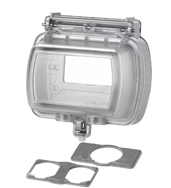 Leviton Decora/GFCI 1-Gang Extra Heavy-Duty Raintight While-In-Use Device Mount Horizontal Cover with Lid, Clear 5981-UCL
