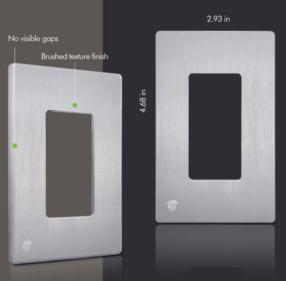 ENERLITES Elite 4.68 in. H x 2.93 in. L, Brushed Silver 1-Gang Screwless Decorator Wall Plate SI8831-BSV