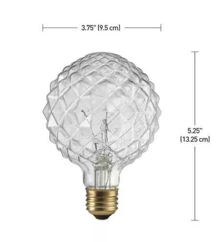 Globe Electric 40 Watt Crystal Shape Dimmable Vintage Edison Incandescent Light Bulb, Soft White Light 84637