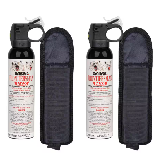 SABRE Frontiersman MAX 9.2 oz. Bear and Mountain Lion Spray with 2-Belt Holsters, 2-Pack FBADX-07-07