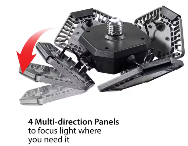 Bell + Howell QuadBurst 10.6 in. 192 High Intensity LED 5500 Lumens Flush Mount Ceiling Garage Light with 4 Adjustable Heads 7641