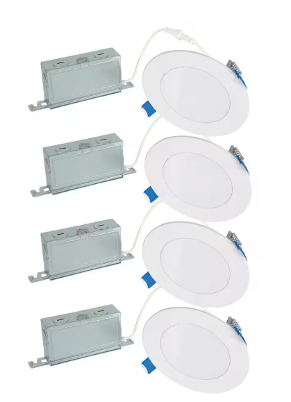 HALO HLBSL 4 in. Can Less Integrated LED, 600 Lumens, 5CCT, White (4-Pack)