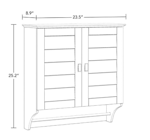 RiverRidge Home Brookfield 23.5 in. W x 8.9 in. D x 25.2 in. H 2-Door Bathroom Wall Cabinet Storage Medicine Cabinet in White 06-193