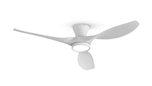 QRMOK R3 52 in. Indoor Ceiling Fan with Light and Remote Flush Mount Low Profile,Quiet Reversible DC Motor, 3 CCT Light,White TLY52-WE-3X-R3