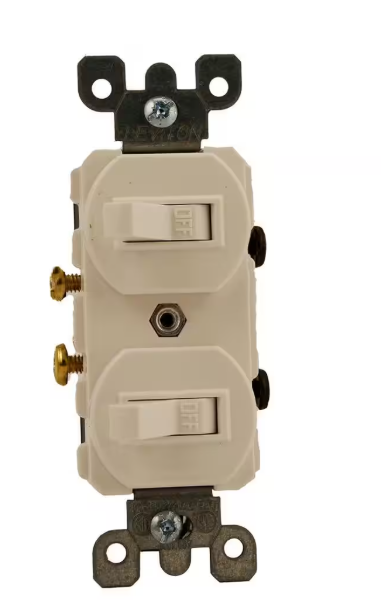 Leviton 20 Amp Commercial Grade Combination Two Single Pole Toggle Switches, White 5334-W 5334-W
