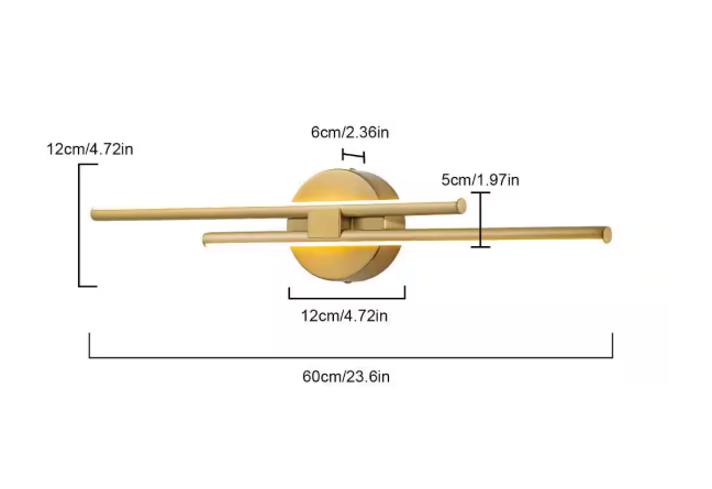 EDISLIVE Bourget 23.61 in. 2-Light Gold LED Vanity Light Bar with 3000K for Bathroom, Bedroom, Living Room 81010000046078