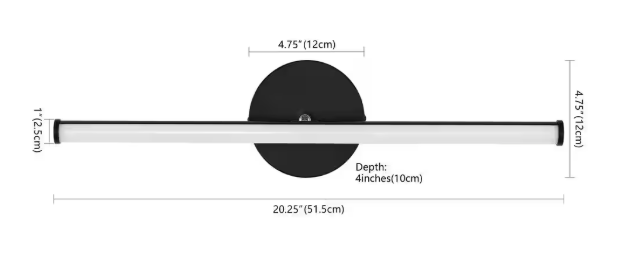 JONATHAN Y Emerson 20.25 in. 1-Light Modern Industrial 360-Degree Rotatable Aluminum Integrated LED Vanity Light, Black JYL7118A
