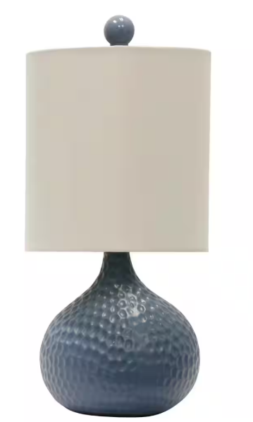 StyleCraft 16.5 in. Blue Textured Ceramic Table Lamp L10000DDS