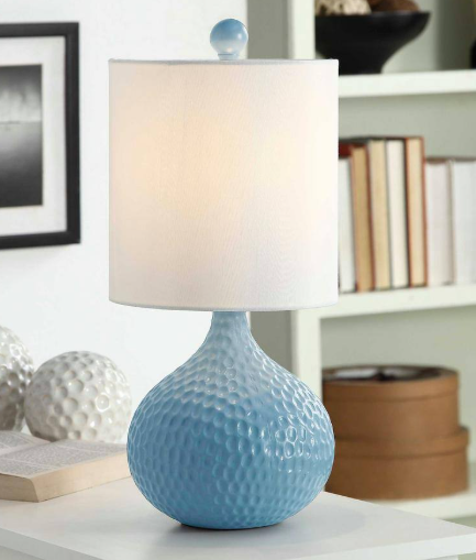 StyleCraft 16.5 in. Blue Textured Ceramic Table Lamp L10000DDS