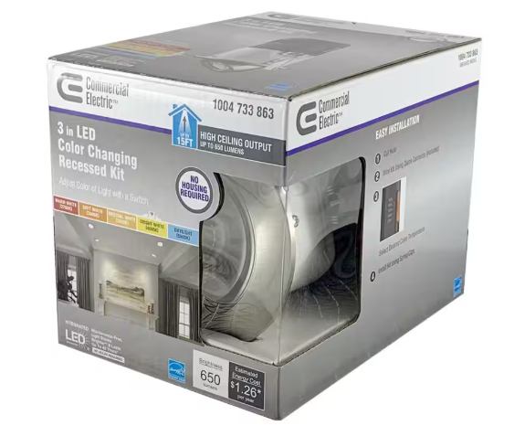 Commercial Electric Premium Downlight 3 in. 2700K - 5000K Brushed Nickel New Construction/Remodel Recessed Integrated LED Gimbal Kit