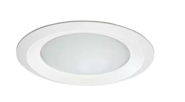 HALO E26 Series 6 in. White Recessed Ceiling Light Fixture Trim with Frosted Glass Lens, Wet Rated Shower Light 6150WH