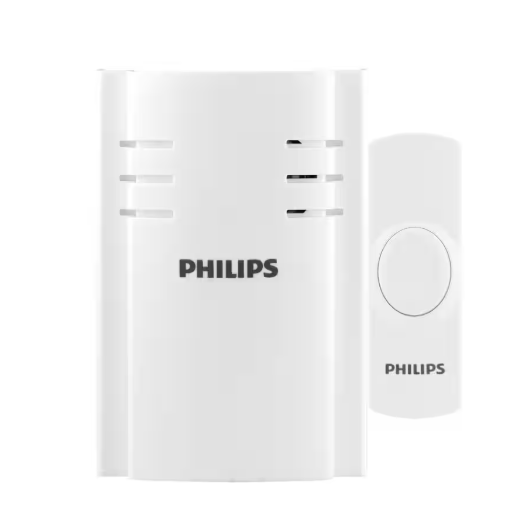 Philips Wireless Plug-In Door Bell Kit with 8 Melodies and 1 Push Button DES2180W/27