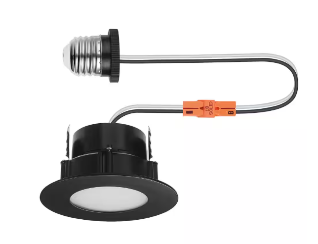 Commercial Electric Slim 4 in. Retro Fit Selectable Color Recessed Integrated LED Black 91978