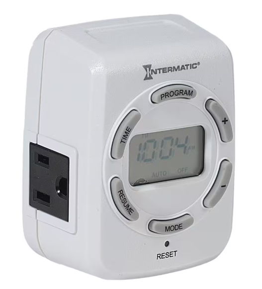 Intermatic 15 Amp 7-Day Indoor Plug-In Heavy-Duty Digital Timer with Two 3-Prong Plugs, White DT122K