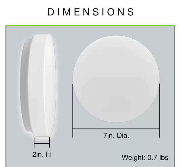 Commercial Electric 7 in. White Closet Light LED Flush Mount Ceiling Light Fixture 810LM Bright White 4000K Bathroom Lighting Laundry Room 54663141
