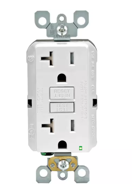 Leviton 20 Amp 125-Volt Duplex SmarTest Self-Test SmartlockPro Tamper Resistant GFCI Outlet, White (4-Pack) GFTR2-4W