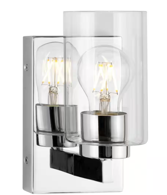 Progress Lighting Goodwin Collection 4.5 in. 1-Light Polished Chrome Modern Vanity Light with Clear Glass for Bathroom P300386-015