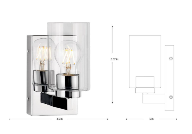 Progress Lighting Goodwin Collection 4.5 in. 1-Light Polished Chrome Modern Vanity Light with Clear Glass for Bathroom P300386-015
